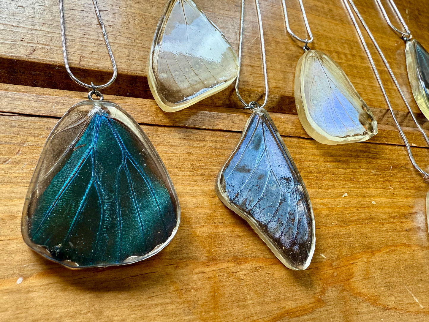 Real Morpho Butterfly Wing Pendant Necklaces