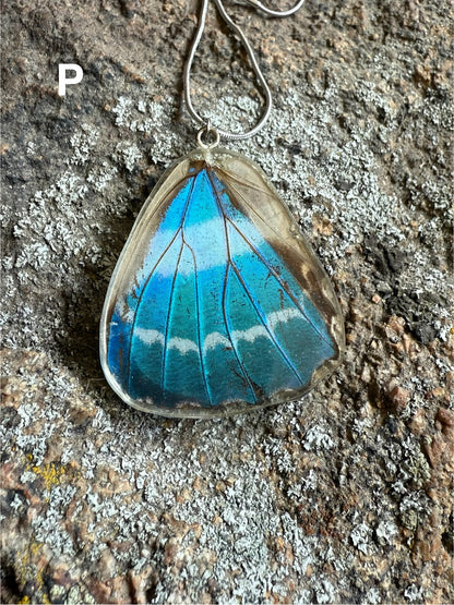 Real Morpho Butterfly Wing Pendant Necklaces