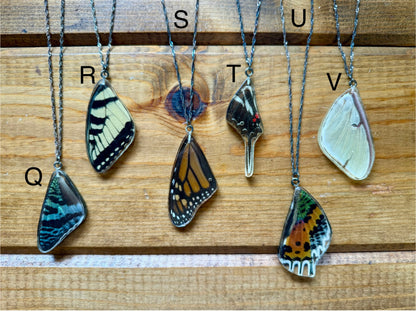 Real Butterfly and Moth Wing Pendant Necklaces Sterling Silver