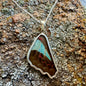 REAL Bluebottle Butterfly Wing Pendant in 99.5 Fine Silver with 18"-20" Sterling Silver Chain