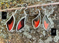 Red Scarlet Butterfly Wing Drop Earrings in 99.5 Fine Silver