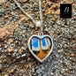 Heart Butterfly Wing Pendant in 99.5 Fine Silver with 18"-20" Sterling Silver Chain Mixed Species